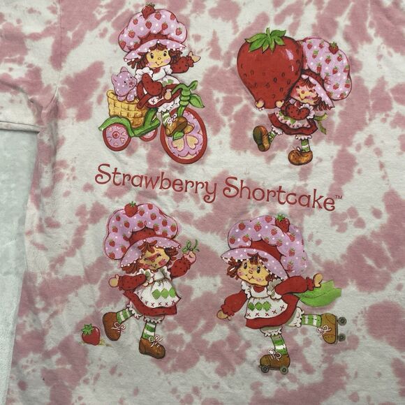 Strawberry Shortcake Graphic Tee Pink Cow Print Top Size Large - Picture 6 of 7